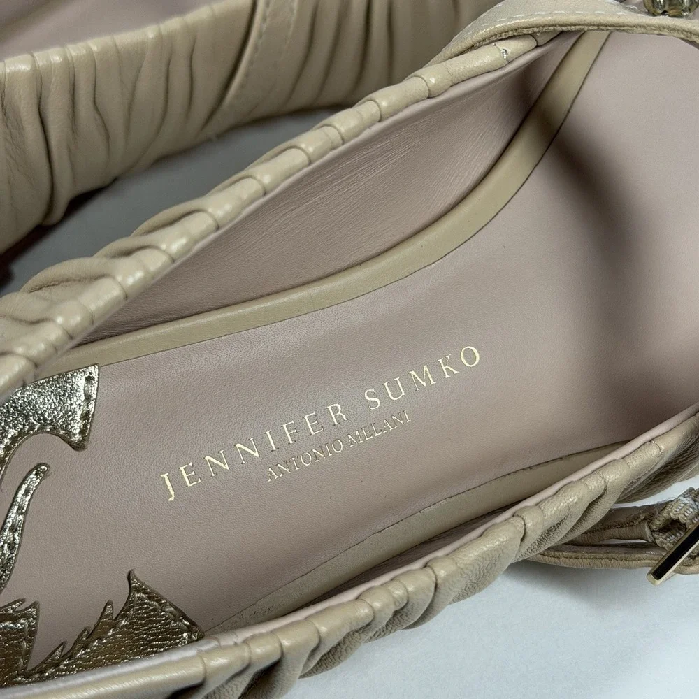 Antonio Melani Jennifer Sumko Size 7.5 M Nude Bling Lyssa Lou Mary Jane Flats